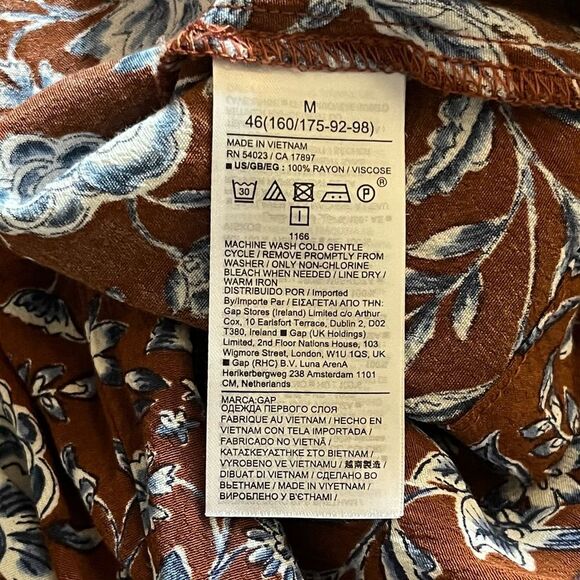 GAP Brown Floral Long Sleeve Blouse Top Medium - Picture 5 of 5